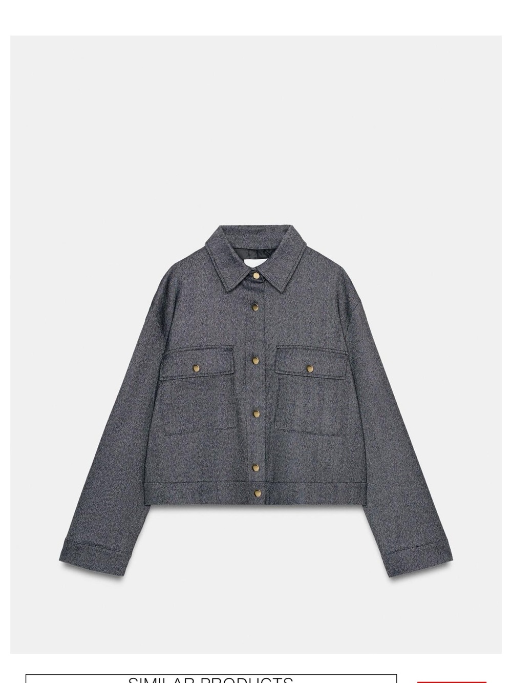 Cropped Button-Front Jacket in Charcoal Gray